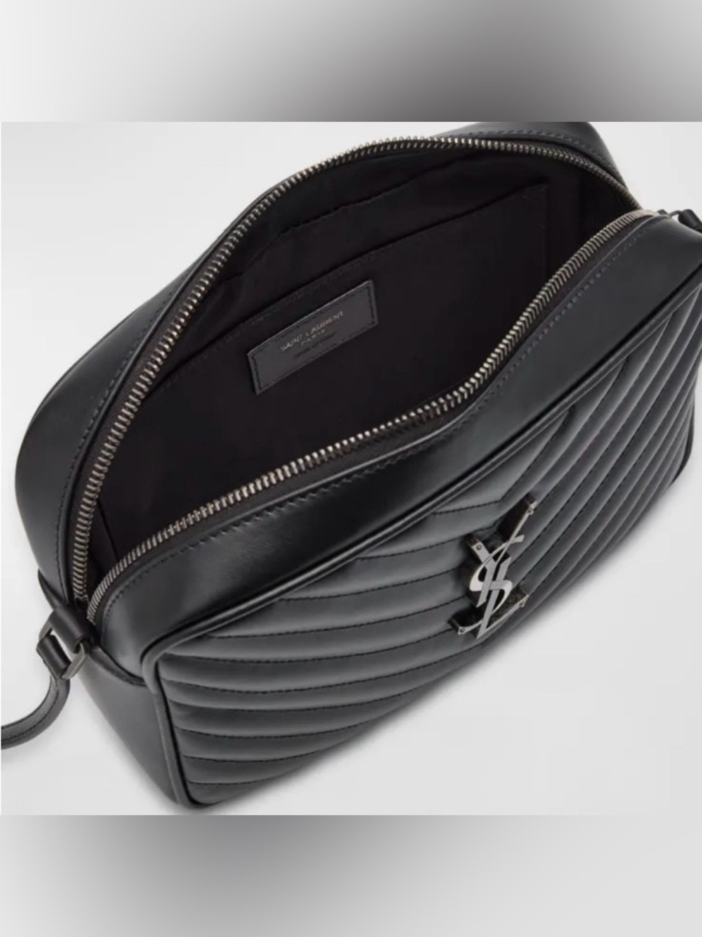 Saint Laurent Black Quilted Leather Crossbody Lou Camera Bag with Tassel Accent - Picture 3 of 4